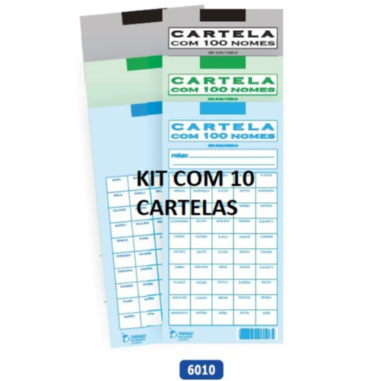KIT CARTELA DE RIFA TAMOIO 10 UNIDADES 100-50-25-15-10 CORES SORTIDAS