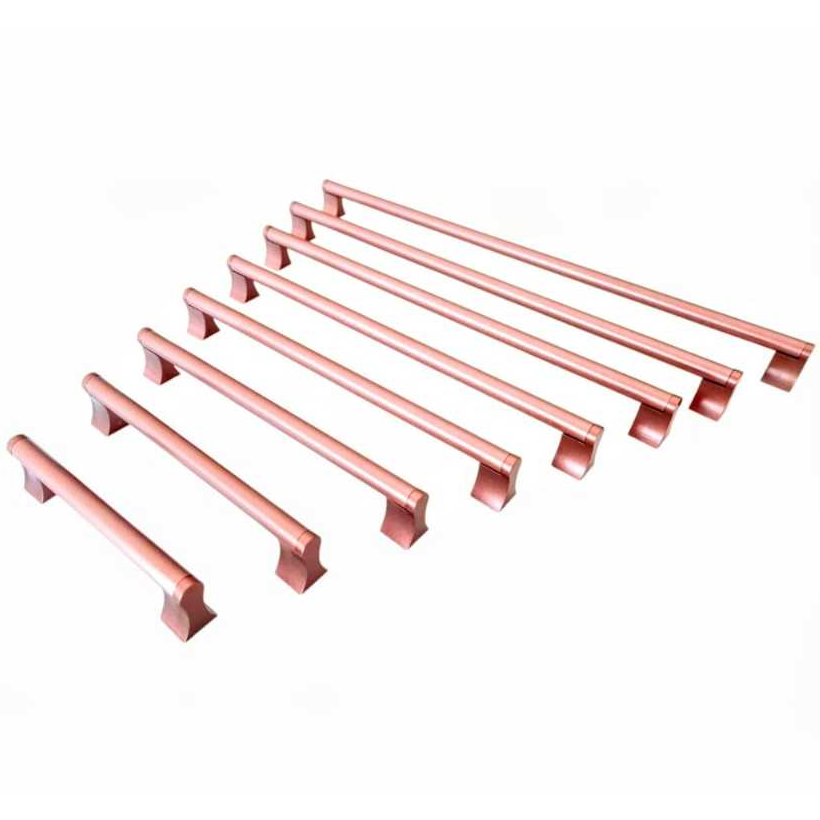 Puxador Inox, Cobre c/ Rosê, 96/128/160/192/224/256/288/320 mm, kit 4/5/6/7/8 peças, Modelo Akira, portas, gavetas