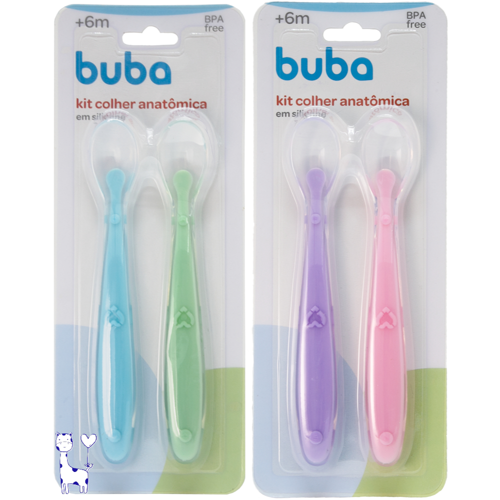 Kit 2 Colheres Silicone Buba Anatômicas Papinha Introdução Bebê Conforto e Segurança na Alimentação