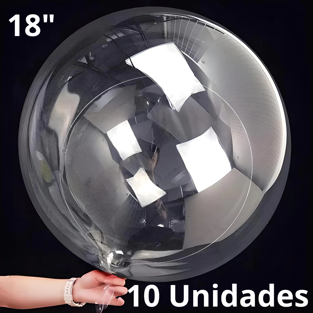 10 Balão Bubble Transparente Bobo 18" Polegadas Balloon Cake em Oferta na Shopee