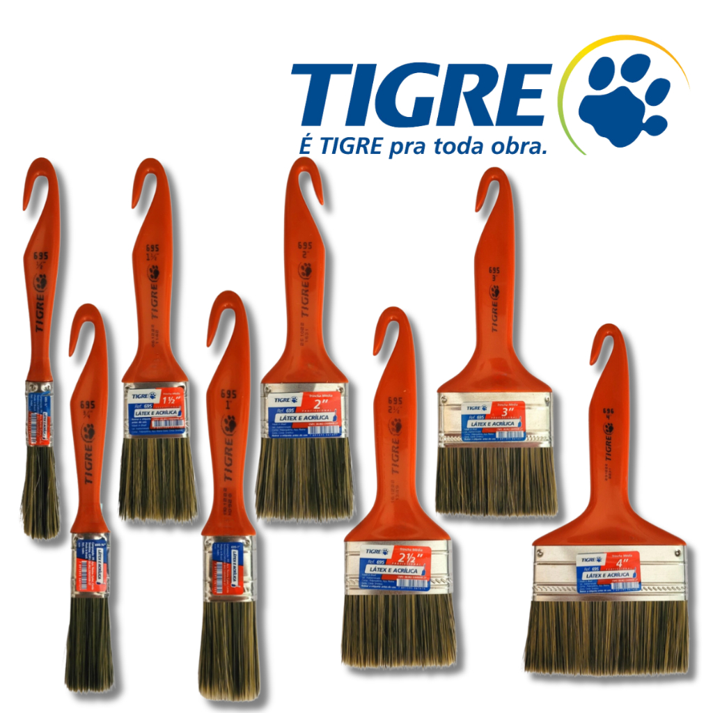 Trincha Pincel Pintura Parede Látex Acrílica Tigre Profissional Artesanato Detalhamento Automotivo