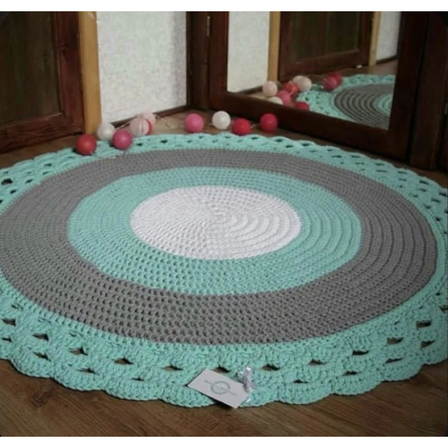 Tapete Redondo Grande Colorido para Sala Quarto em Crochê Várias Cores Decoração Moda Casa Presente