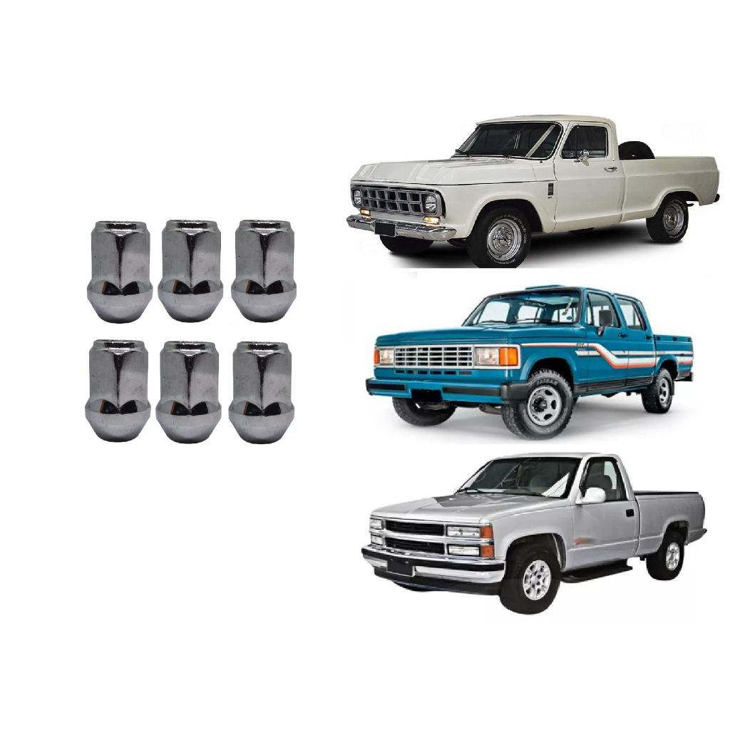 6 Porcas Cromadas Roda Gm D10 D20 Silverado S10 Blazer