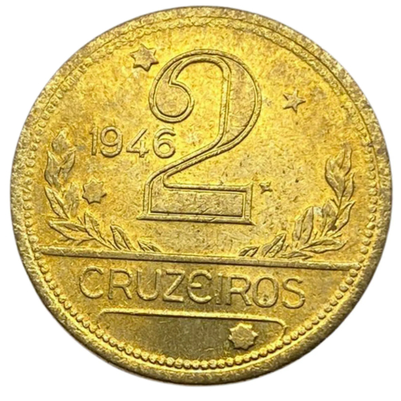 Moeda Coleção Colecionável Antiga 2 Cruzeiros Bronze-Alumínio Brasil (entre 1945 e 1953)