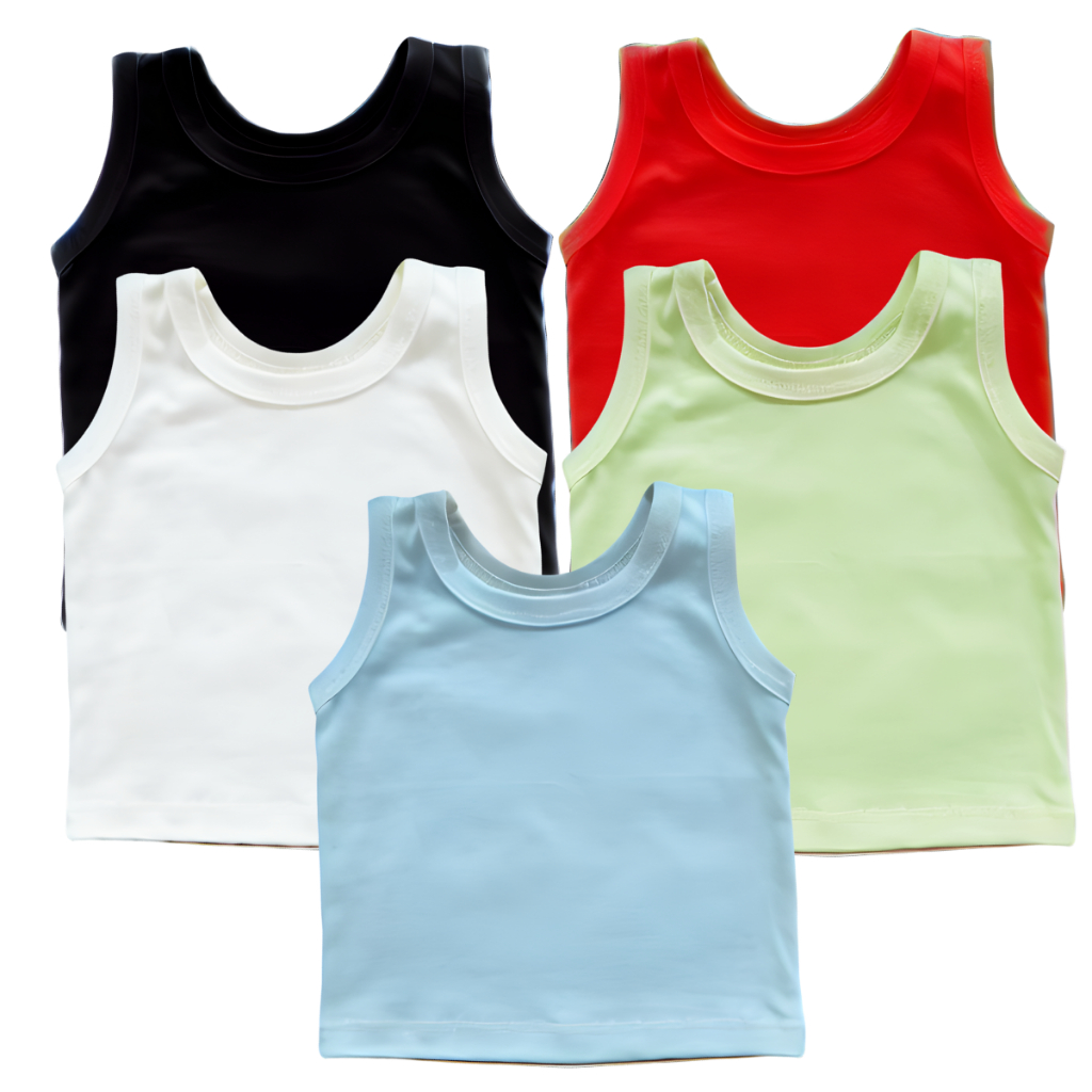 Kit 5 Camiseta Regata Infantil Blusa Bebê Menino Menina 100% Algodão Lisa Masculina Feminina em Oferta na Shopee