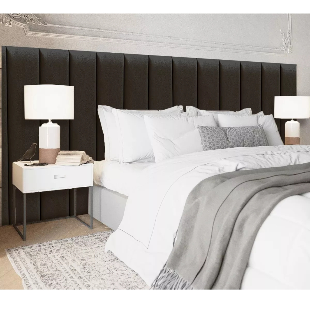 Cabeceira de Cama Courino Estofada para Cama Queen, Cama de King, Cama Casal, Cama Solteiro Confortável Elegante Modular