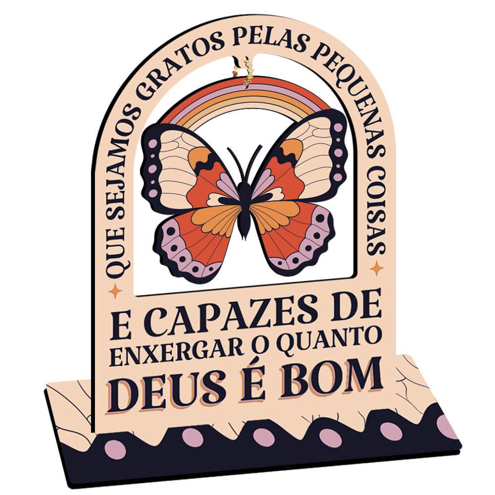 Decoração de Mesa com Pedestal - Que Sejamos Gratos pelas Pequenas Coisas e Capazes de Enxergar o Quanto Deus é Bom