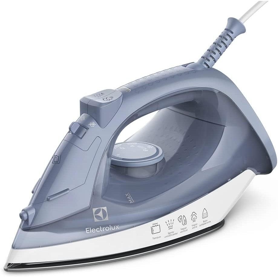 Ferro de passar seco e vapor Electrolux base antiaderente vapor vertical extra 1200W cabo 1,35m azul ESI10 127v em Oferta na Shopee
