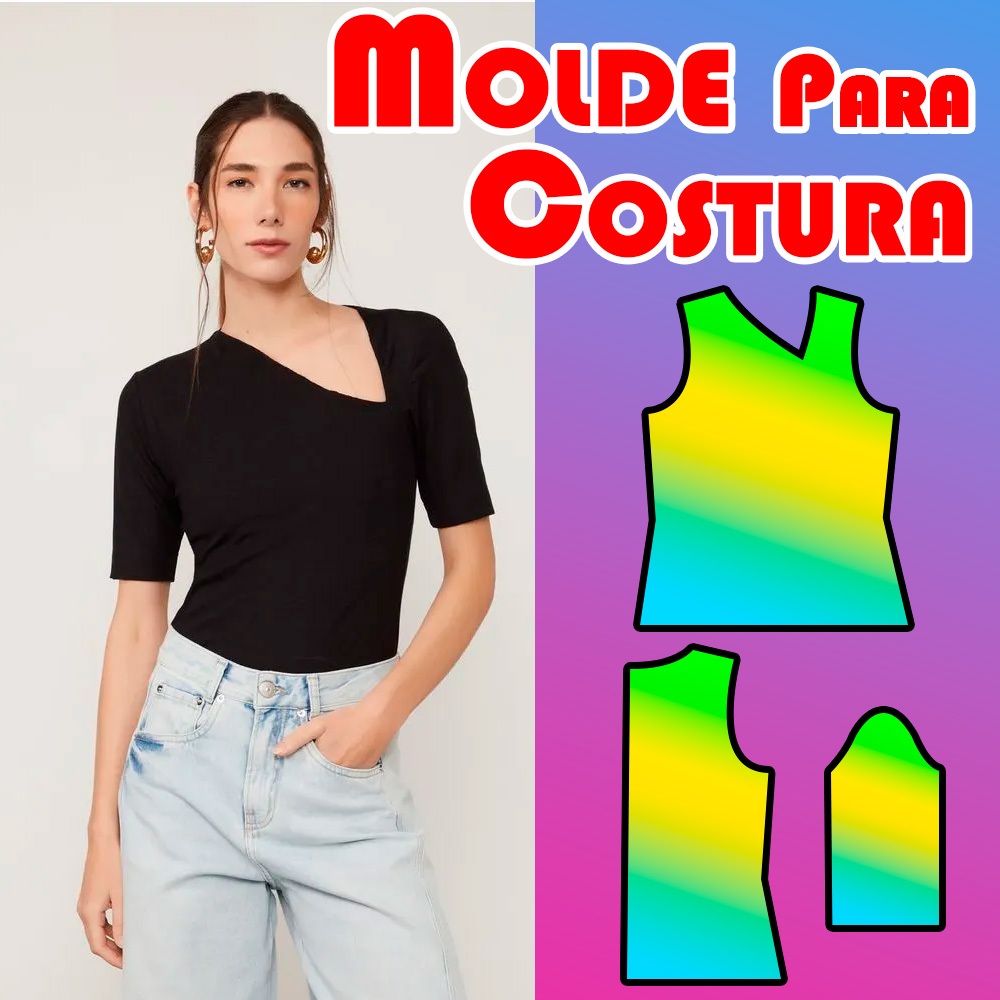 Molde Blusa decote diagonal