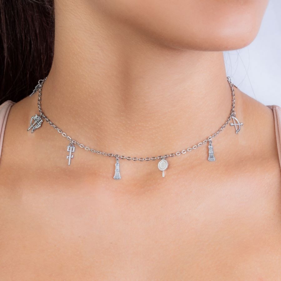 Choker de Aço Inox com 10 Pingentes de Orixás - Sofisticação e Proteção para o Seu Dia a Dia