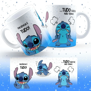 Caneca Personalizada Stitch paciência é tudo que eu não tenho  COM NOME