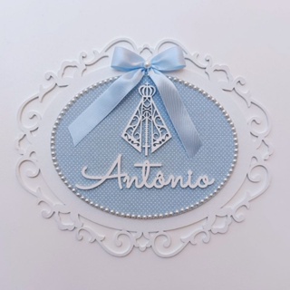 Enfeite porta maternidade Nossa Senhora Aparecida menino ou menina MDF pintado em Oferta na Shopee