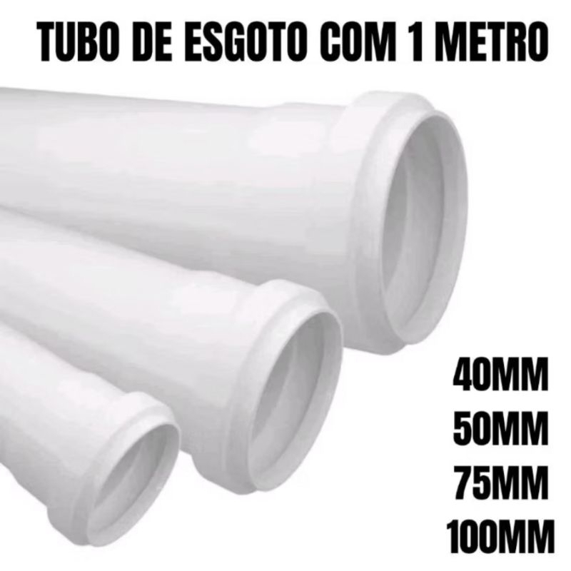 Cano Barra Tubo de Pvc Branco Para Esgoto 1mt