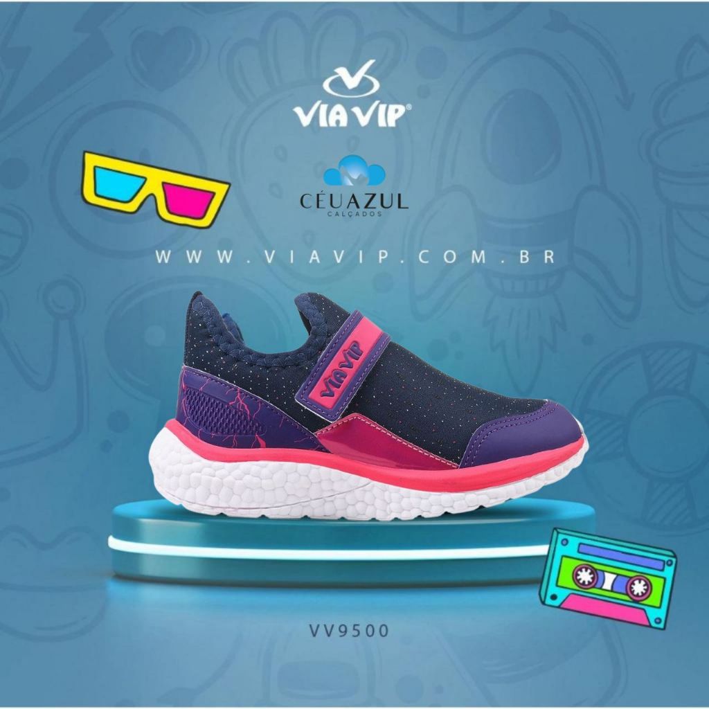 Tenis Infantil Menina Meia Via Vip Escolar Brilho sem Cadarço Pratico 28 ao 36 em Oferta na Shopee