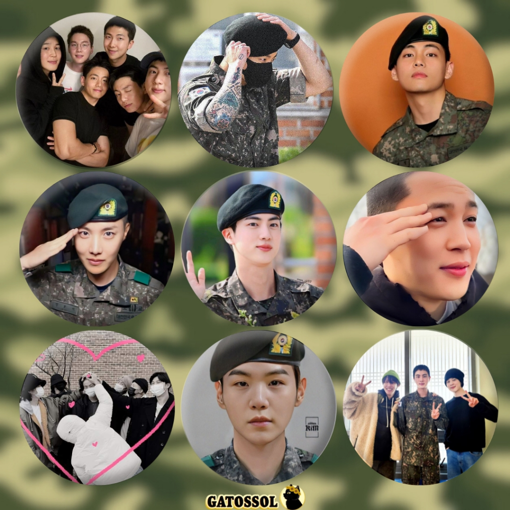 Bottons BTS Exército - 4,5 cm - KPOP-IDOL-COREANO- Bottom/botton/Boton/Broche/Boton/Button/Pin/Botum