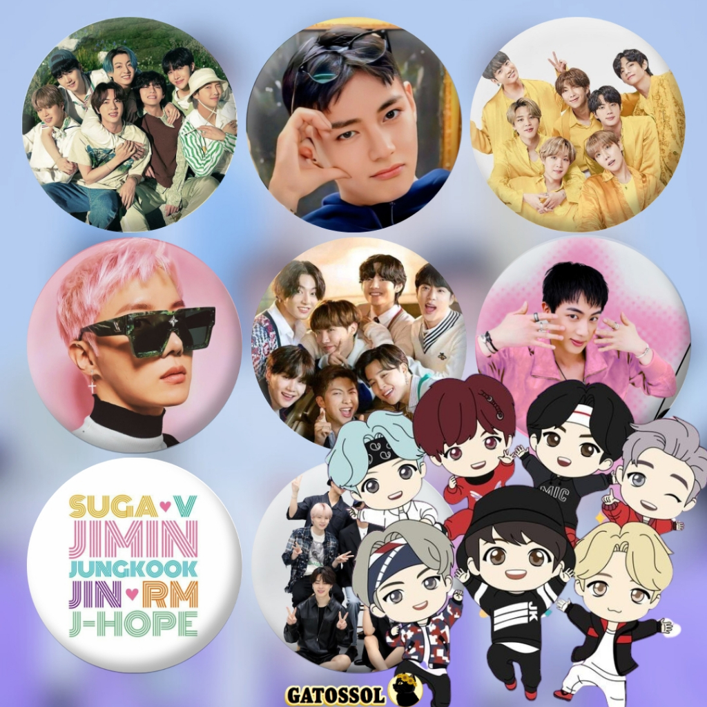 Bottons BTS NOVO- 4,5 cm - KPOP-IDOL-COREANO- Bottom/botton - Boton  - Broche alfinete - Boton - Button - Pin - Botum