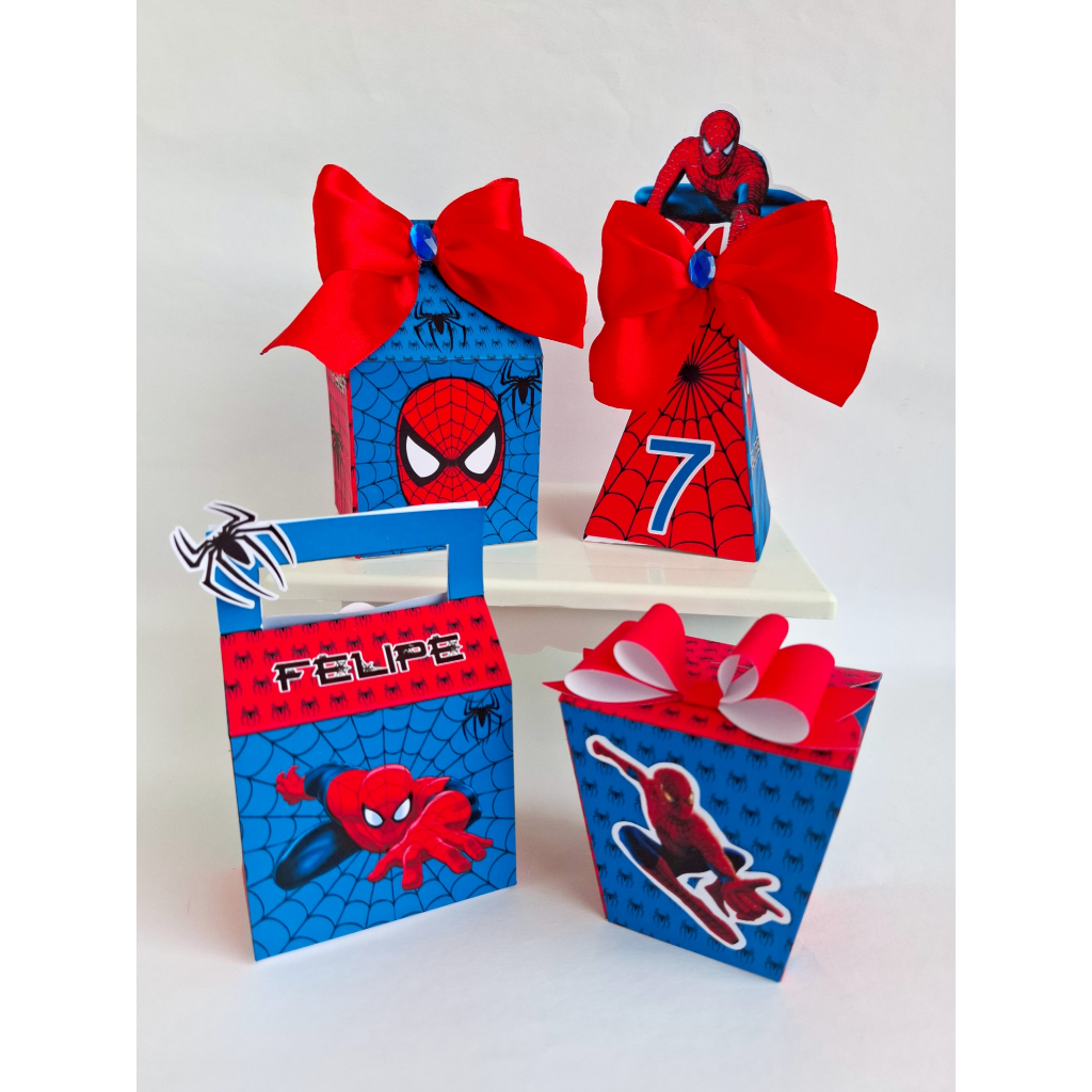 Kit Festa Homem Aranha Com Laço | Personalizado Homem Aranha | Lembrancinhas | Festa Infantil | Aniversário |
