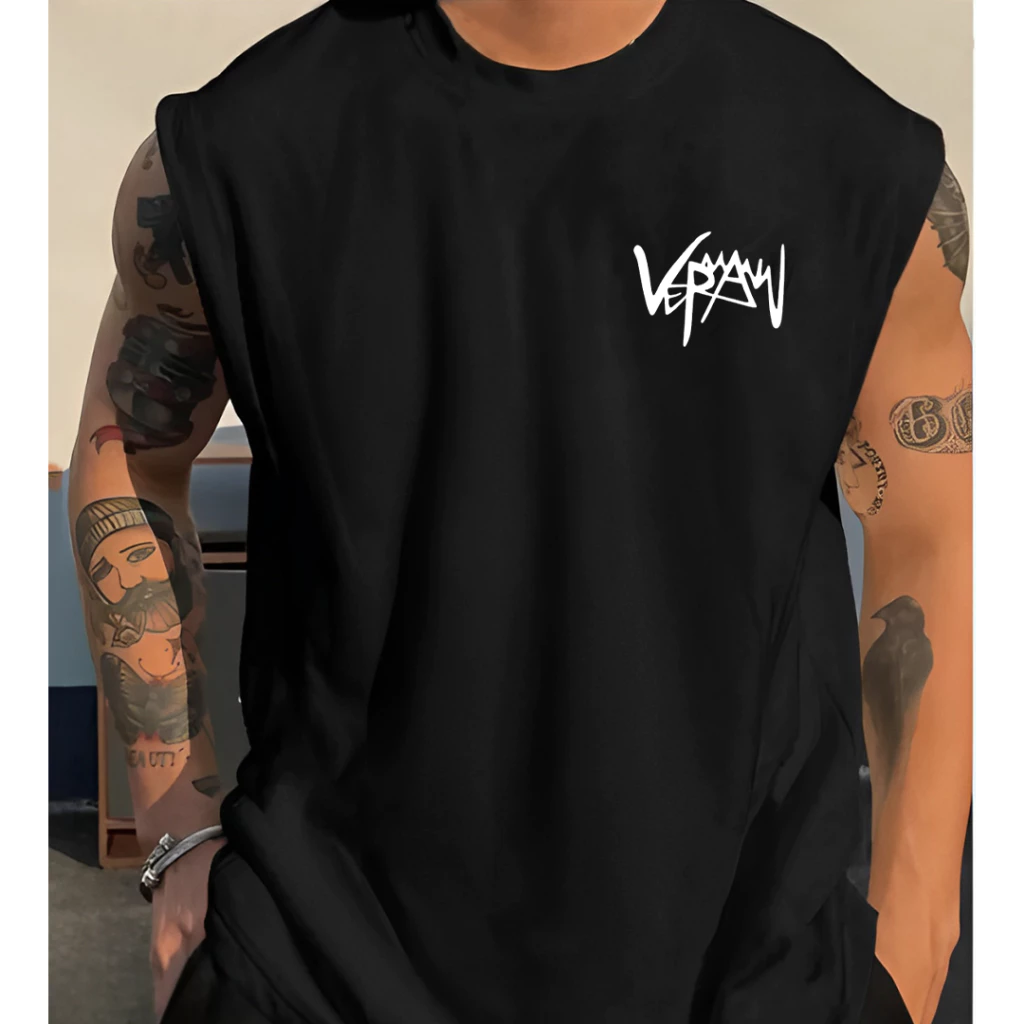 Regata Camiseta  Sleeveless Oversized Academia Larga Algodão Moda Masculina Streetwear Treino Fitness — imagem 1