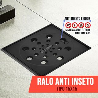 Ralo Quadrado 15x15 Preto Abre e Fecha - Bloqueia Odores e Insetos em Oferta na Shopee