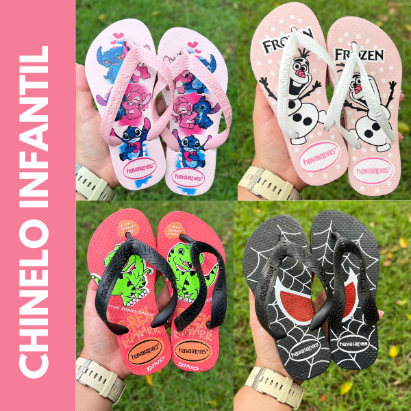 Chinelo Infantil Menina Menino 25 ao 32 Super Desenhos Stitch Homem Aranha Barbie Super Man Frozen
