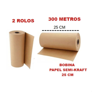 2 Rolos Papel Semi Kraft Bobina 25cm Aprox. 4 KG  Pardo Embalagem Caixa em Oferta na Shopee