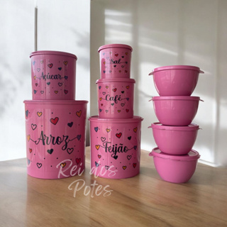 Kit de potes para mantimentos com 5 peças plástico + 4 potes Boll redondos cozinha em Oferta na Shopee