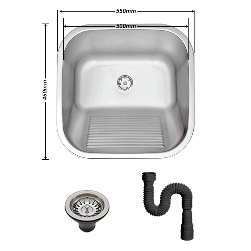 Tanque de Lavanderia em Aço Inox Polido 45/55 x 45cm com Acessórios — foto 9