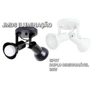 Luminária Spot Duplo Direcionável Sobrepor Teto Parede Casa Salão  Led bulbo E-27 em Oferta na Shopee