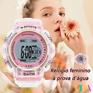 Relógio Digital Feminino À Prova D'água Pulseira Transparente Relogios Esportivo De Eletrônico LED Luminoso S635 em Oferta na Shopee