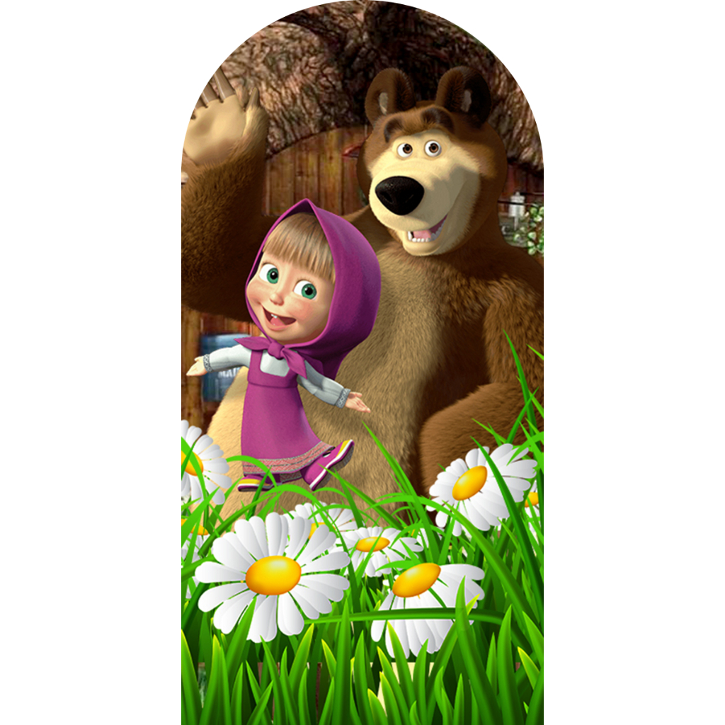 Painel de Festa a Menina e o Urso - Romano 2,00m de Alt x 1,00m de Larg Em Tecido - Imagem Full Hd 4k em Oferta na Shopee