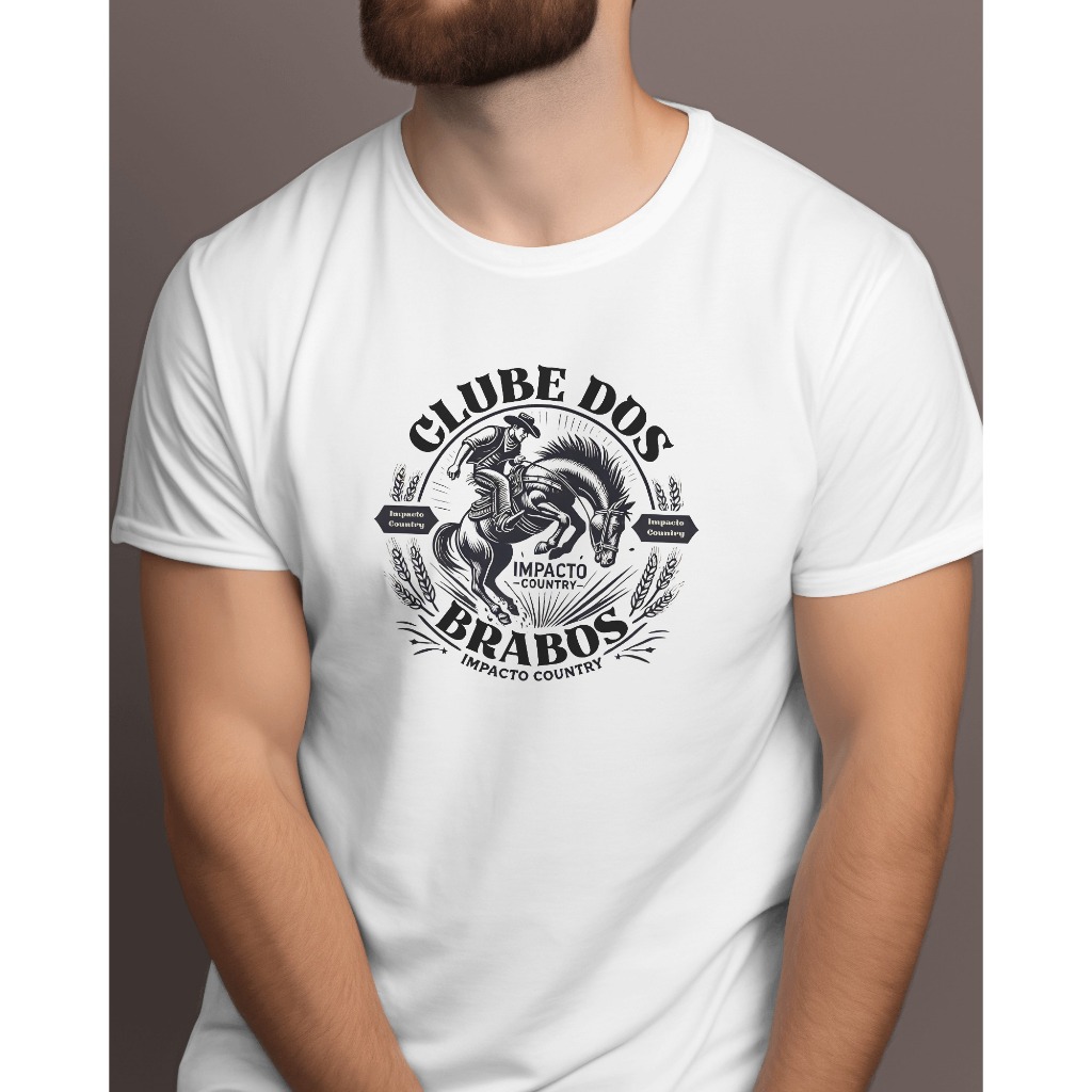 Camiseta Country Masculina Camisa Clube dos Brabos Cowboy Blusa Rodeio Original Impacto Country