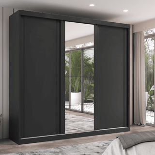 Guarda Roupa Casal Sevilha 3 Portas de Correr 6 Gavetas Com Espelho em Oferta na Shopee