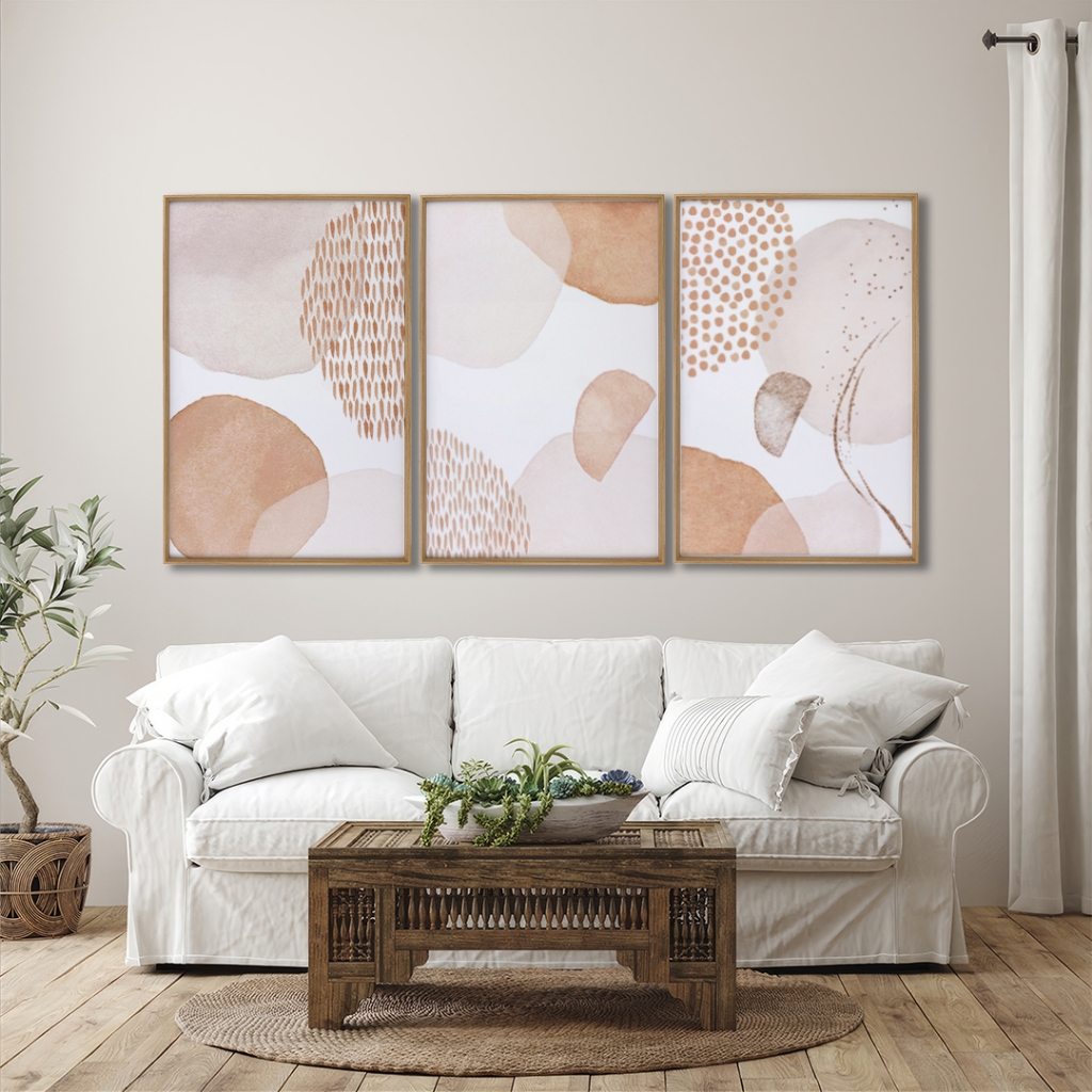 Quadro Decorativo Boho Poesia Abstrata em Cores Neutras Tons da Terra com Moldura em Oferta na Shopee