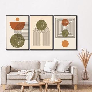 3 Quadros Decorativos Geométrico Boho Trilogia das Formas com Moldura Sala Quarto Escritorio em Oferta na Shopee