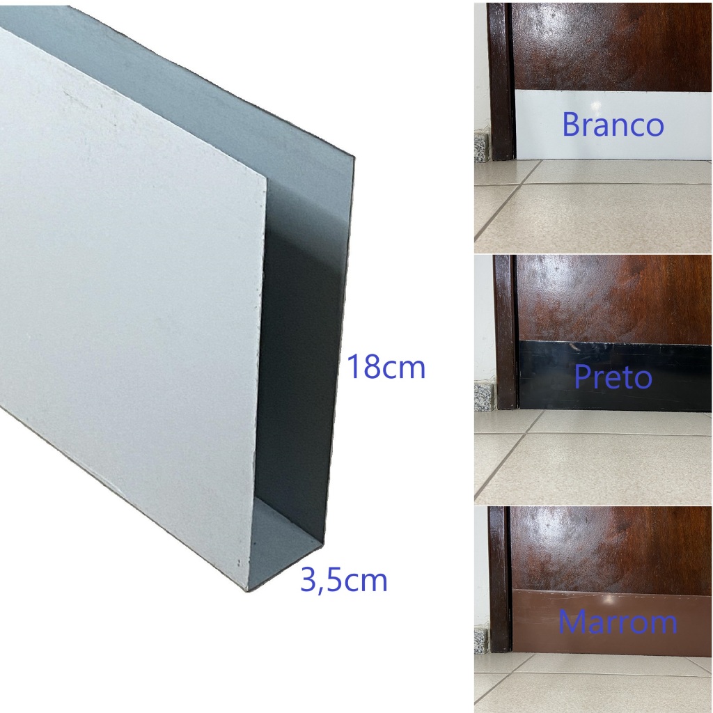 Salva Porta 3,5cm x 18cm Altura Fabricado em Aço Galvalume Pintura Eletrostática Tapa Frestas em Oferta na Shopee