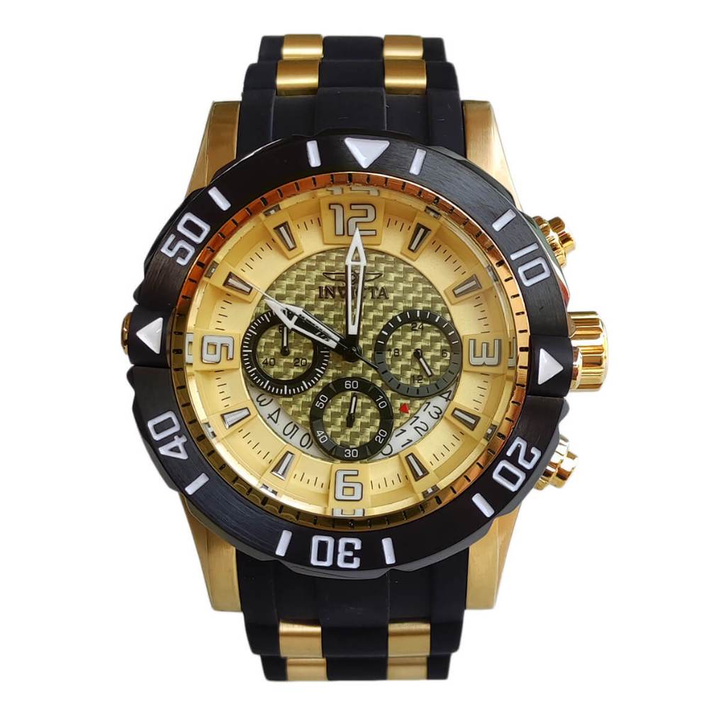 Relógio Masculino Invicta Pro Diver Original Resistente Água 200m Folheado Ouro Cronógrafo Luminoso