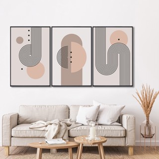 3 Quadros Decorativos Geometricos Elegância Curvilínea com Moldura Sala Quarto Escritorio em Oferta na Shopee