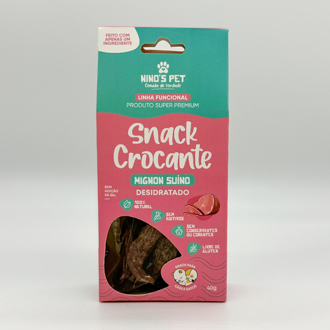 Petisco Saudável Mignon Suíno para Cães e Gatos - Único Ingrediente 100% Natural - Ninos Pet - 40g