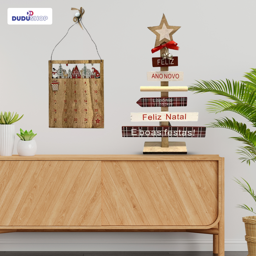Arvore de Natal MDF Madeira Decoração Ano Novo Calendário Dias Para Natal Arvore de Mesa em Oferta na Shopee