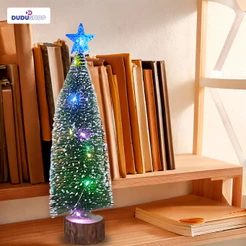 Arvore de Natal de Mesa Decorativa Com Luz Estrela Decoração Natalina Papai Noel Escritório Mesa