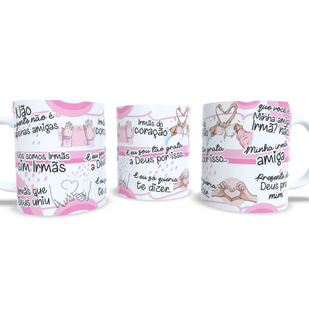 Caneca xícara Personalizada Porcelana Amiga - Amiga Irmã frases