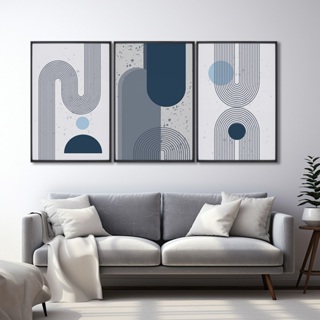 3 Quadros Decorativos Geométrico A Tranquilidade nas Formas com Moldura em Oferta na Shopee