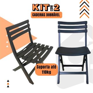 Cadeira Dobrável Área De Lazer Gourmet Sustentável Preta Suporta até 110kg em Oferta na Shopee