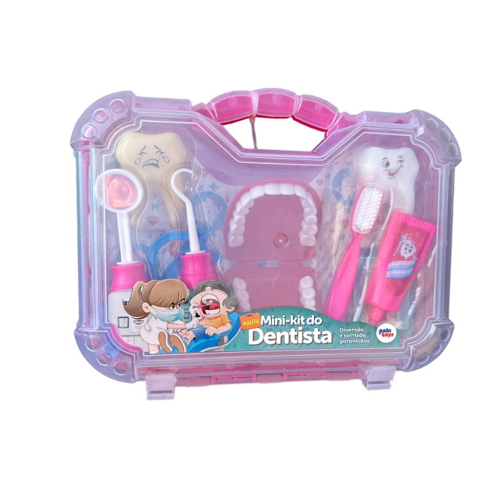 Brinquedo Infantil Maleta Grande Dentista Com Boca Rosa