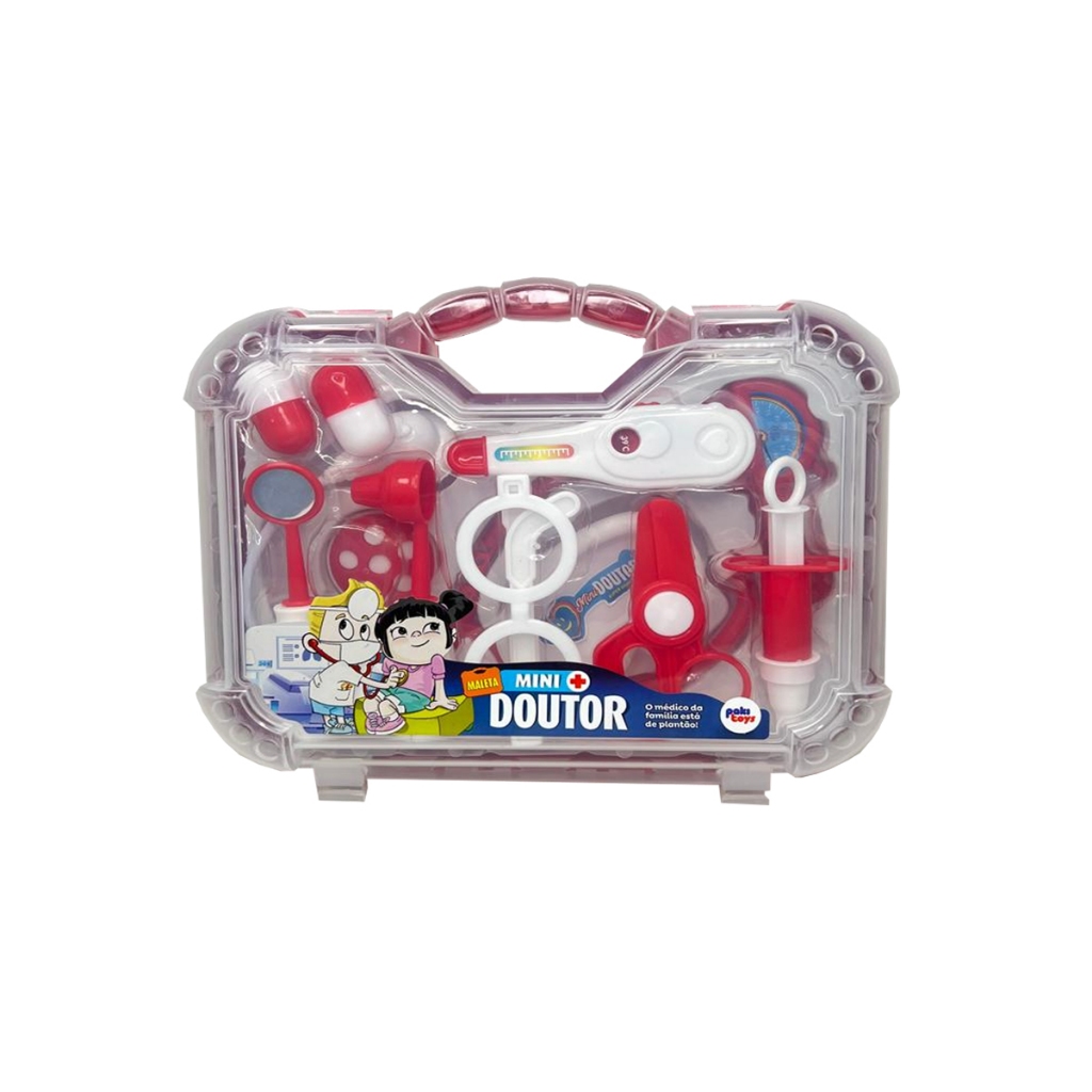 Maleta Médica Grande Doutor E Doutora 12 Peças Infantil Vermelha