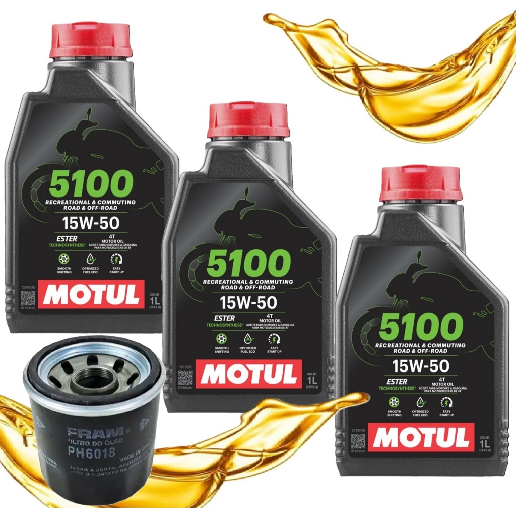 Troca de Óleo P/ Suzuki Vstrom 650 / Gladius 650 / Inazuma 250 Motul 5100 15w50 + Filtro Ph6018 em Oferta na Shopee