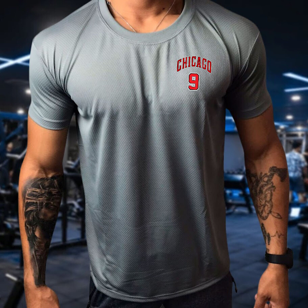 Camisa Dry-Fit Masculina -Chicago 9 - Academia Corrida Crossfit Skate Basquete praia treino anti-odor