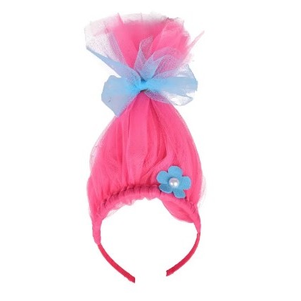 Tiara Trolls Rosa com laço azul