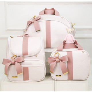 KIT BOLSA MATERNIDADE DE LUXO ROSA CLEAN PERSONALIZADO (3 PEÇAS)