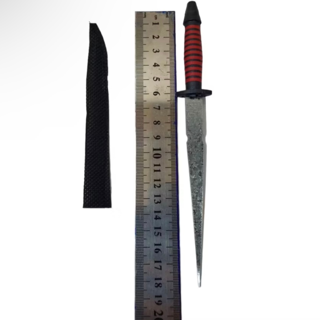 Kit 12 Punhal Preto e Vermelho de 20cm para Ritual, Assentamento, Oferenda de Exu e Pomba Gira. Material Ferro e Borrach